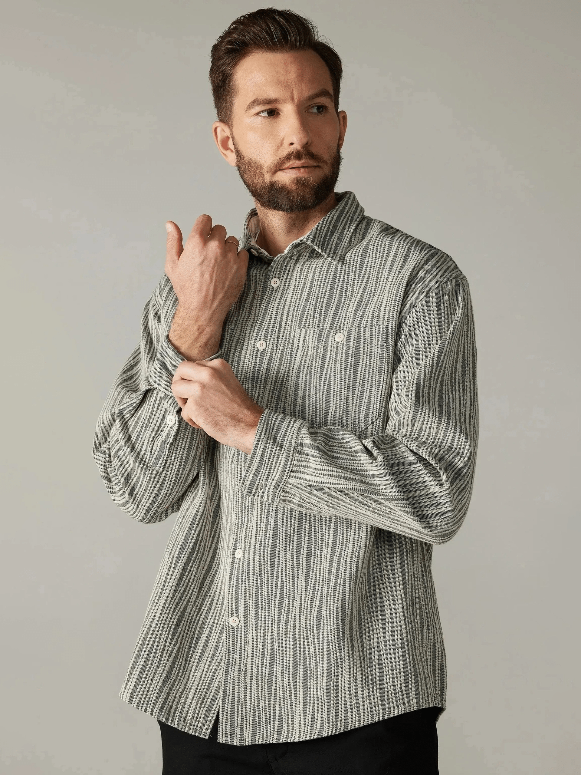 Gray striped overshirt