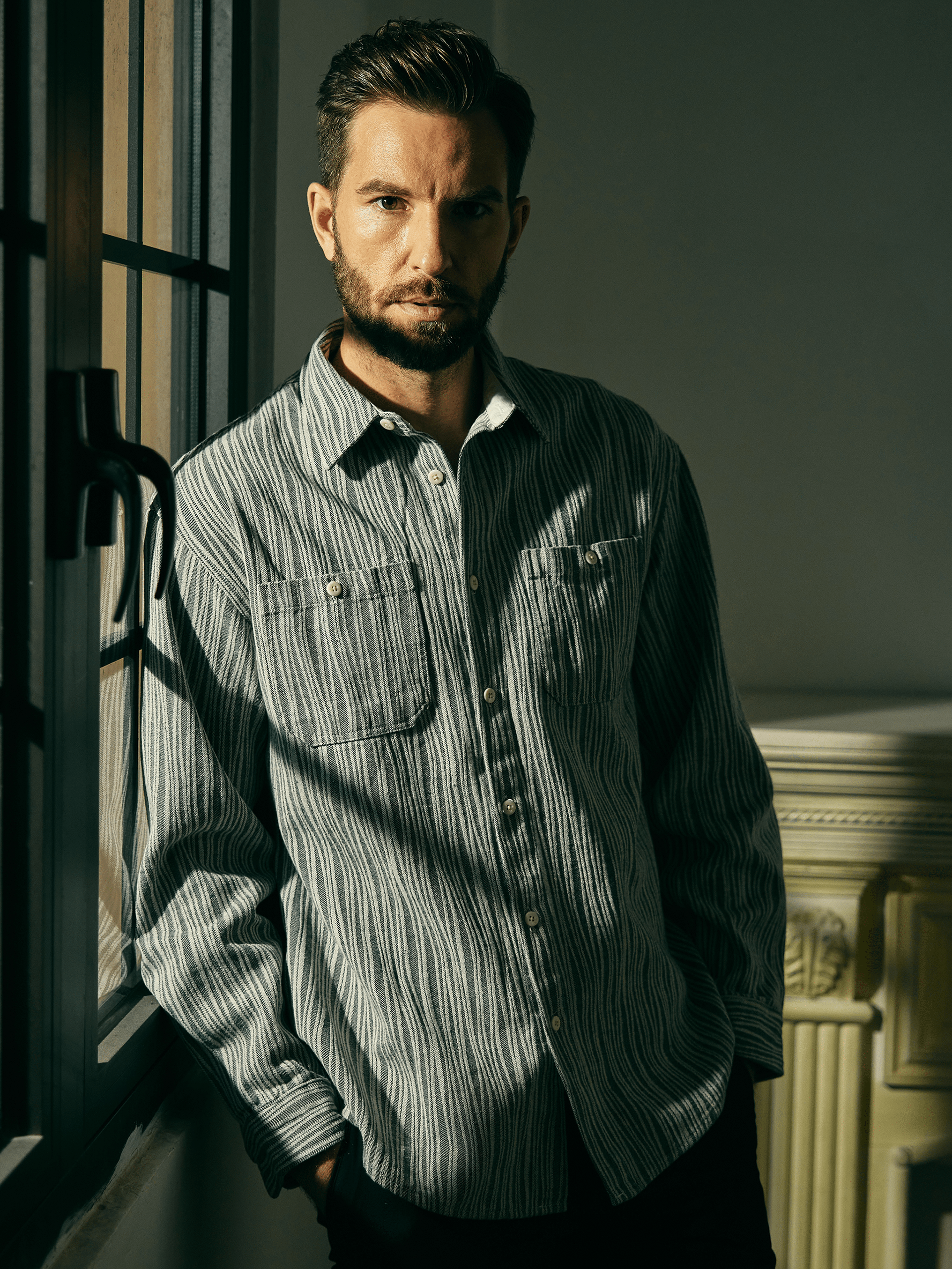 Gray striped overshirt