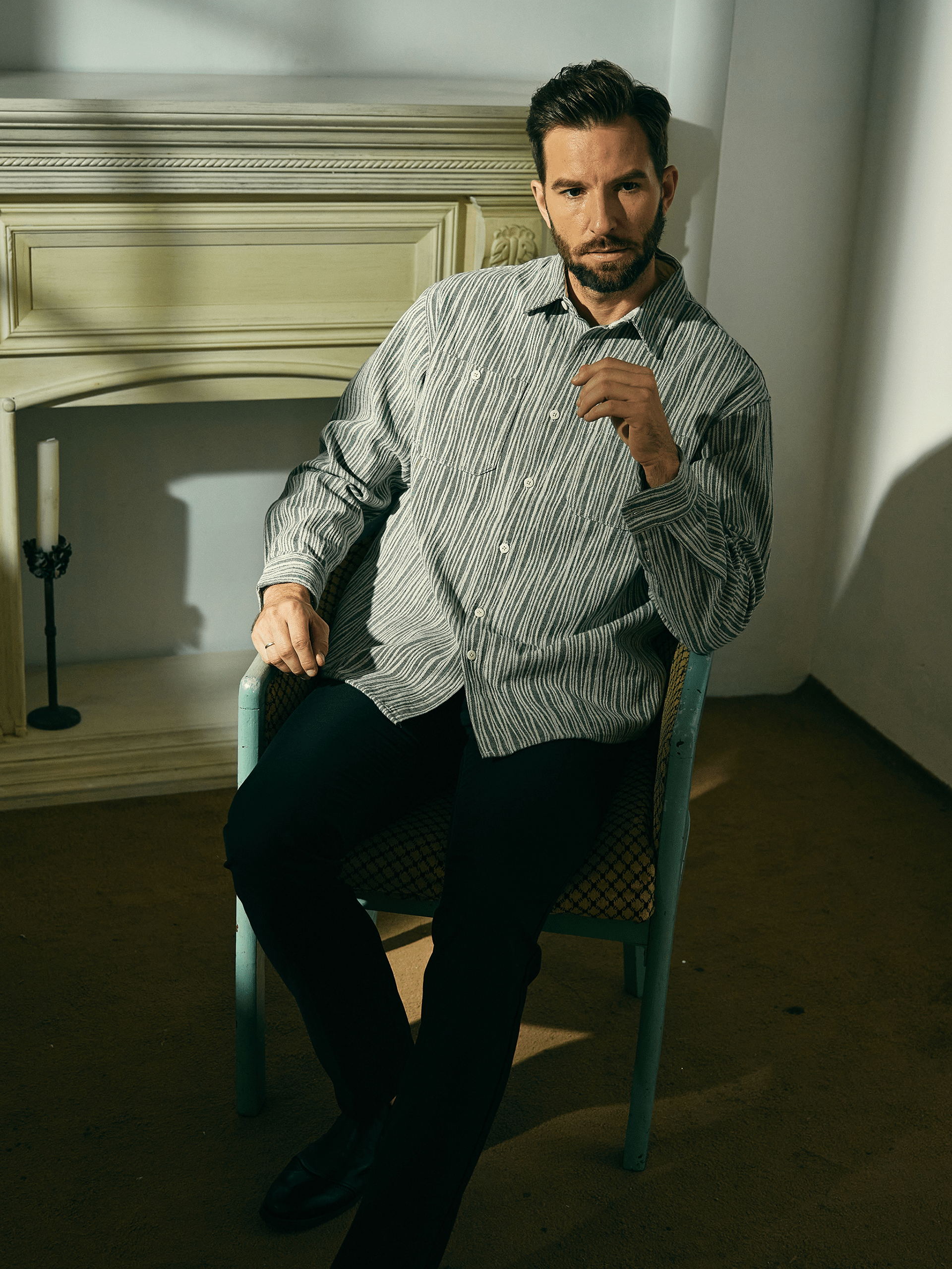 Gray striped overshirt